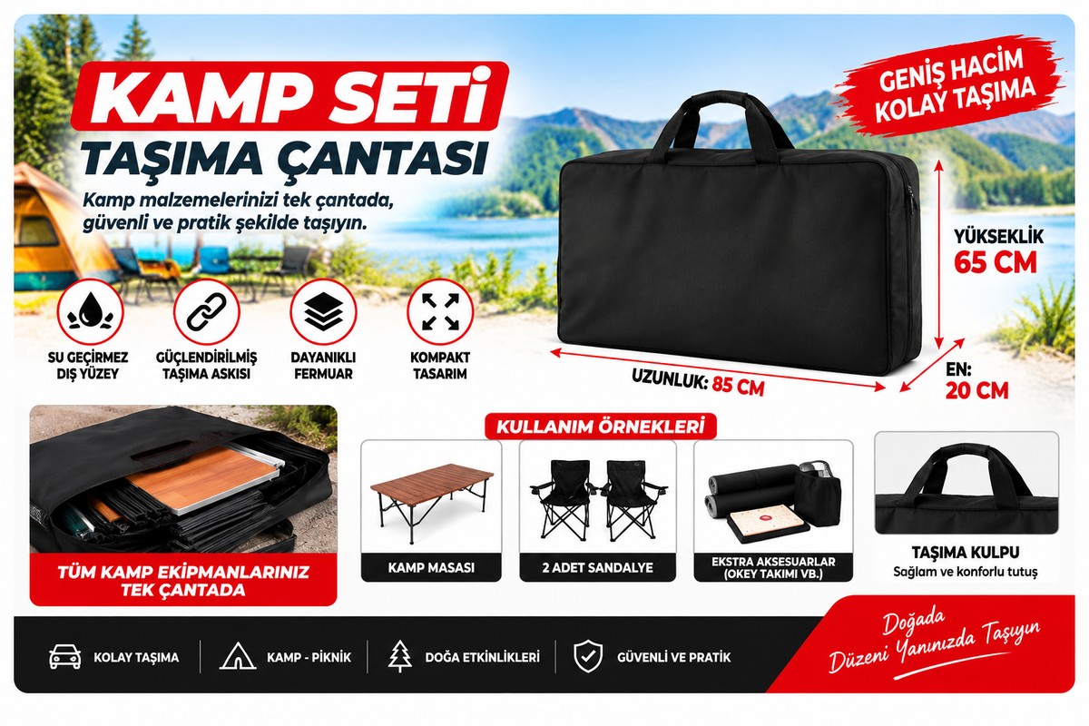 Kamp Seti Taşıma Çantası için kart oranına uygun görsel