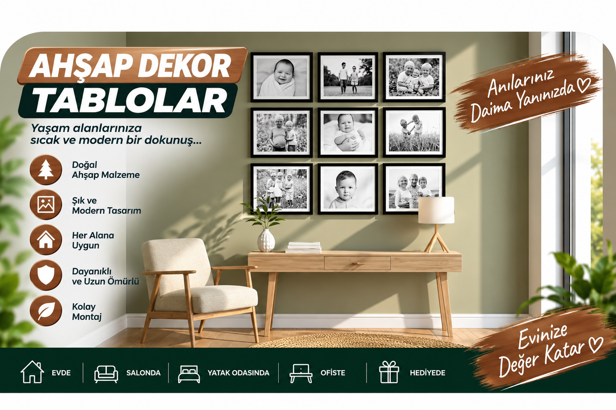 Ahşap Dekor Tablolar için hazırlanan yatay kapak