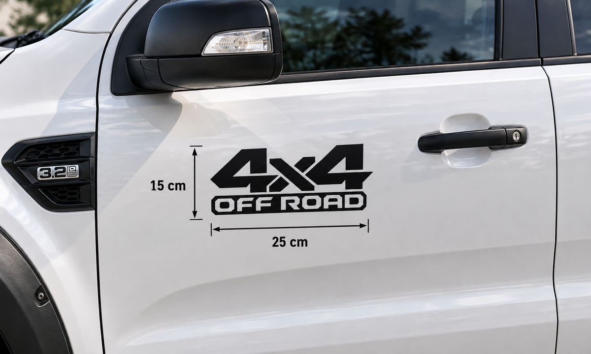 2'li 4x4 Offroad Sticker Sağ Sol Set 25 × 15 cm Siyah
