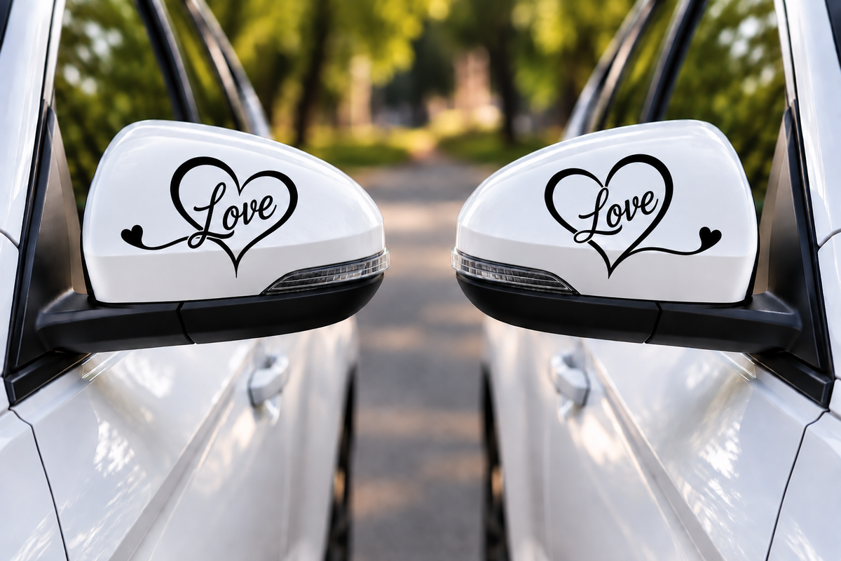 2'li Love Kalpli Ayna Sticker Seti