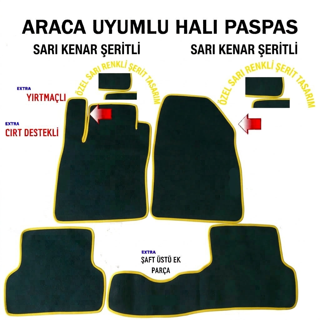Renault Clio 4 Araca Uyumlu Çift Kat Halı Paspas