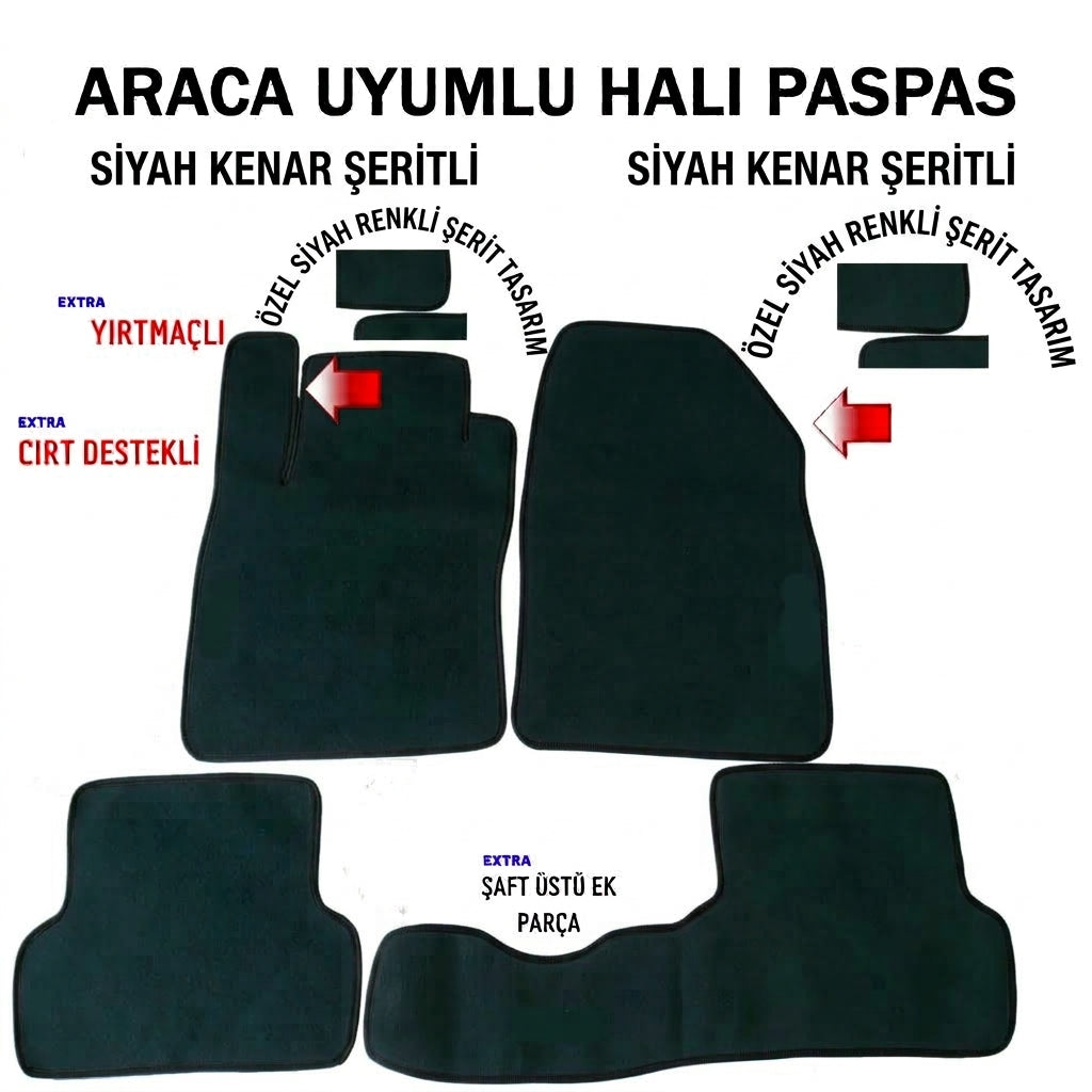 Renault Clio 3 Araca Uyumlu Çift Kat Halı Paspas