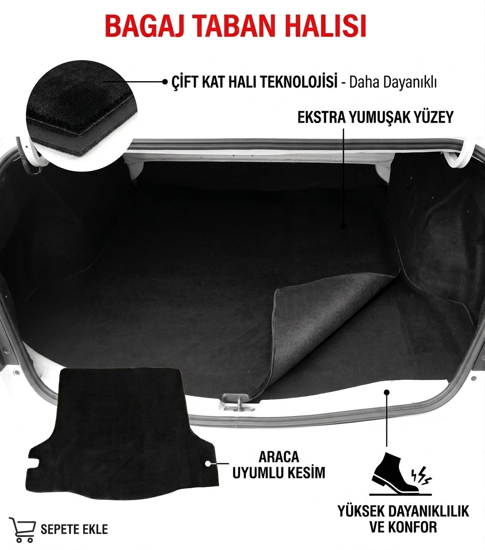 Renault Symbol Uyumlu Bagaj Taban Halısı 2016 Model – Çift Kat Halı