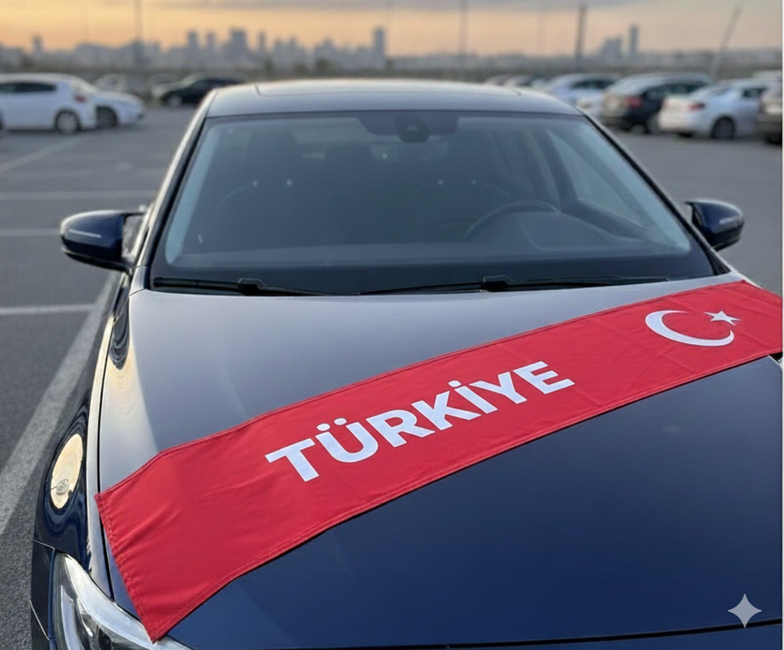 Türkiye Baskılı Torpido Kumaşı 140x35 cm – Kırmızı, Mavi, Siyah