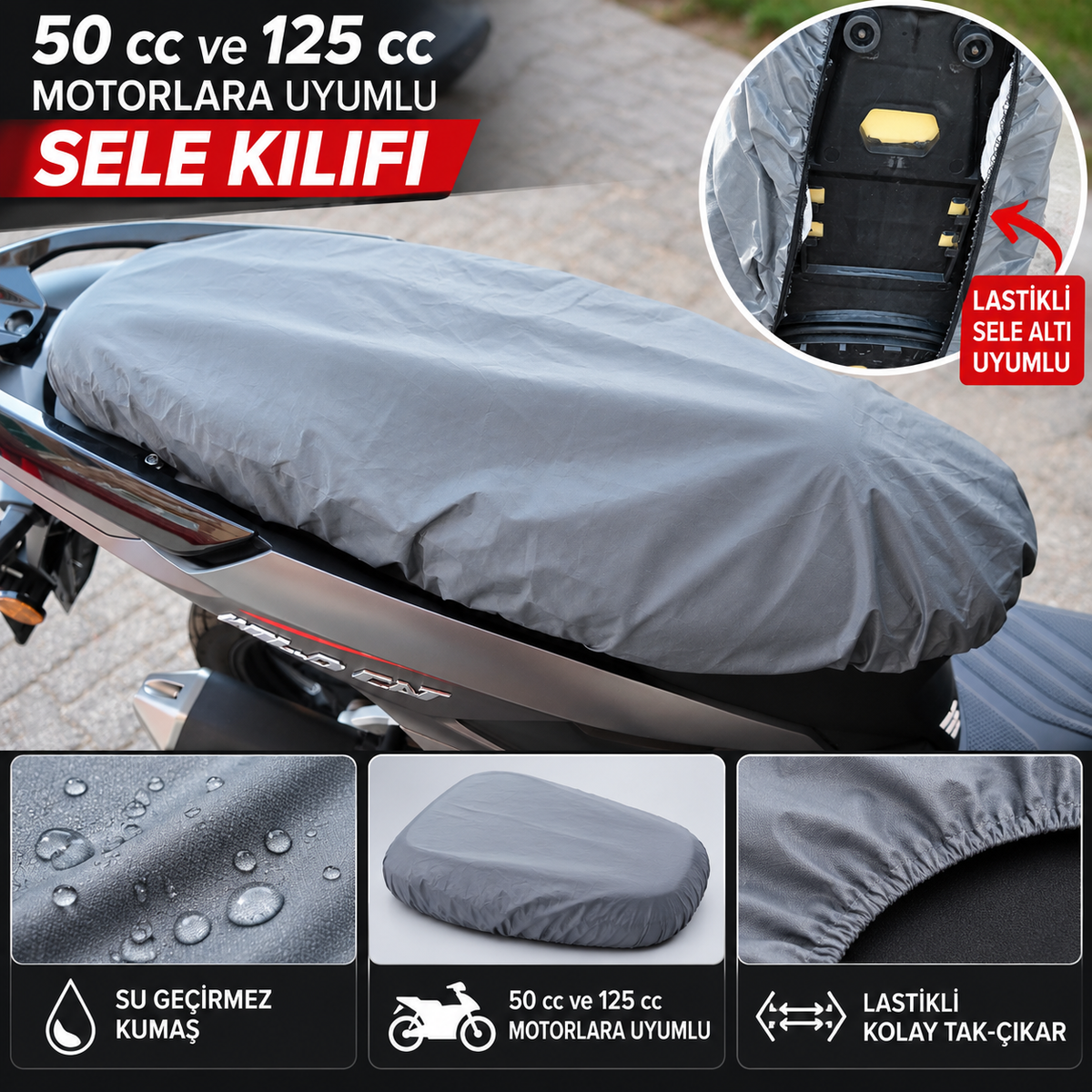 50cc ve 125cc Uyumlu Su Geçirmez Sele Kılıfı