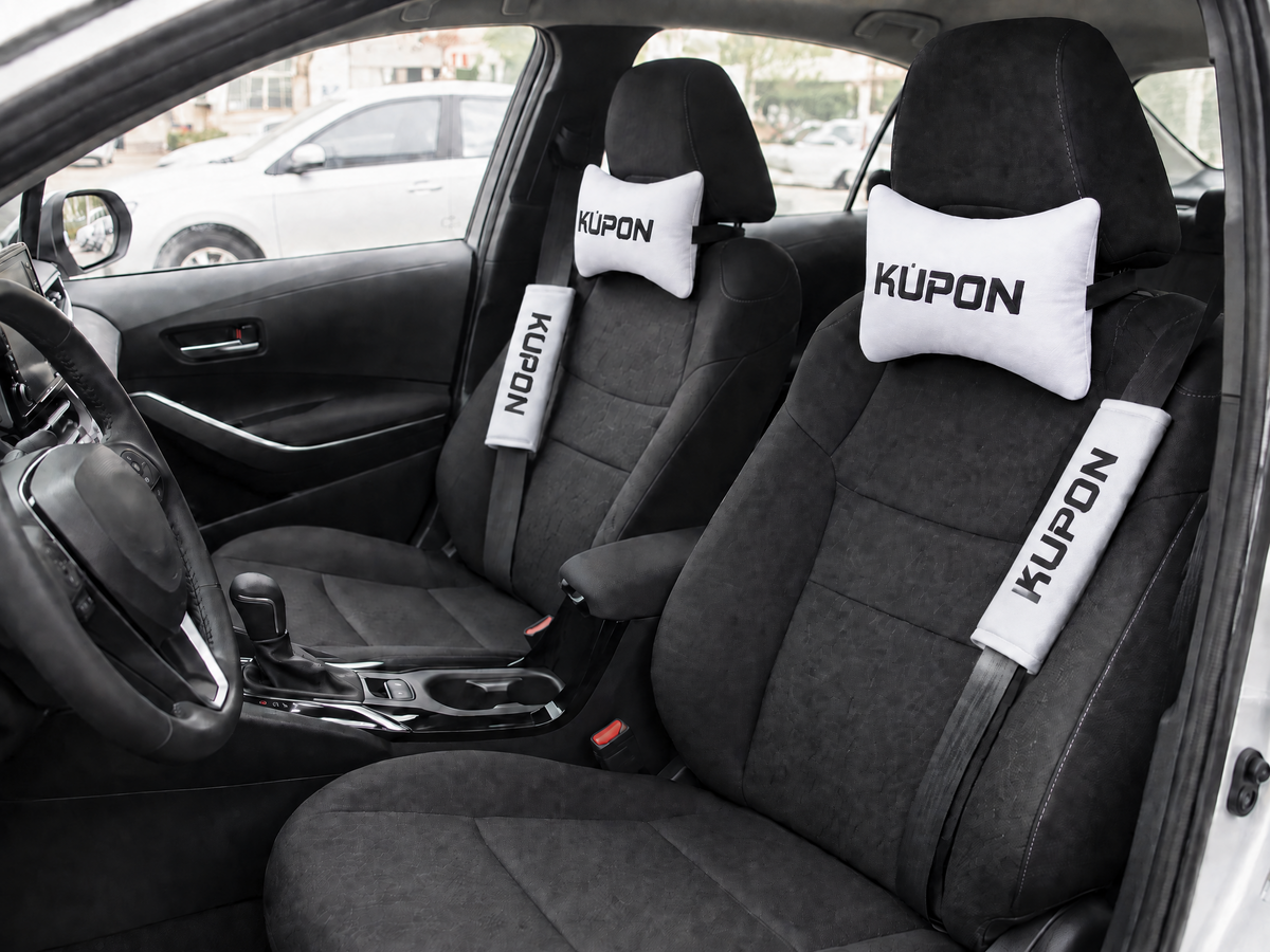 KUPON Yazılı Oto Yastık ve Kemer Pedi Seti - Renk Seçenekli