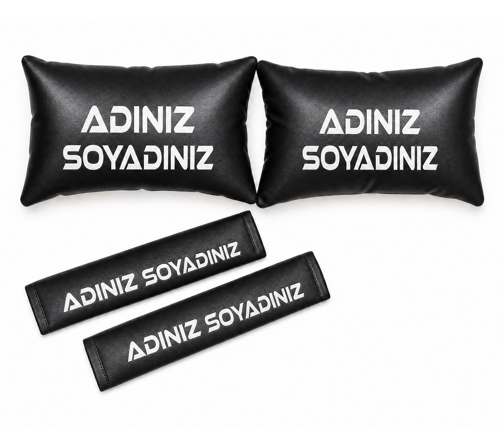 Kişiye Özel Deri  Oto Boyun Yastığı ve Kemer Pedi Seti